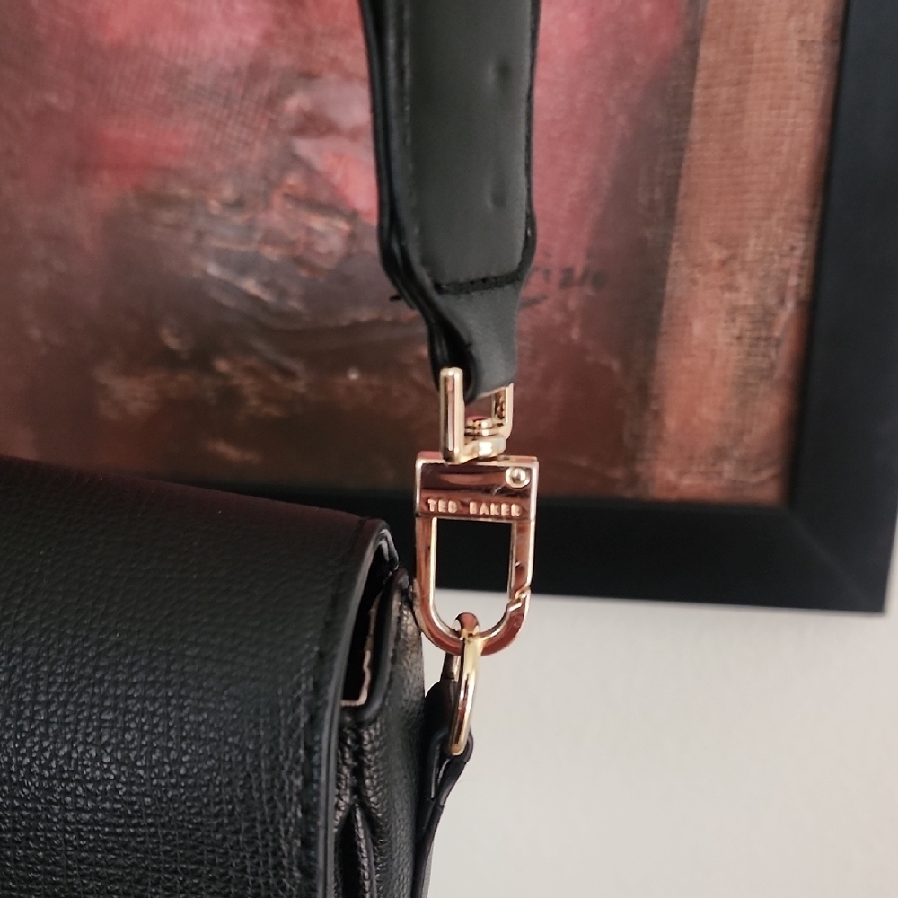 Ted Baker Black Crossbody Bag Studded Strap Mini Structured Leather Purse - Picture 3 of 11